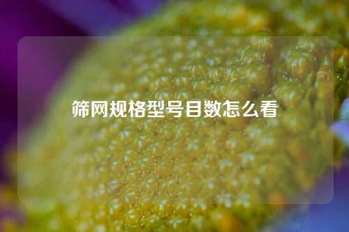 筛网规格型号目数怎么看