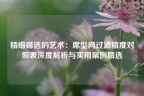 精细筛选的艺术：席型网过滤精度对照表深度解析与实用案例精选