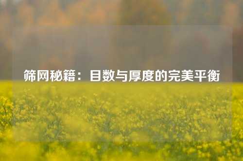 筛网秘籍：目数与厚度的完美平衡