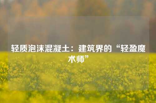 轻质泡沫混凝土：建筑界的“轻盈魔术师”