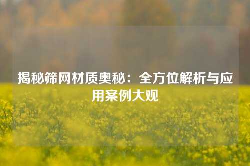 揭秘筛网材质奥秘：全方位解析与应用案例大观