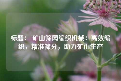 标题： 矿山筛网编织机械：高效编织，精准筛分，助力矿山生产