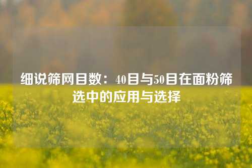 细说筛网目数：40目与50目在面粉筛选中的应用与选择