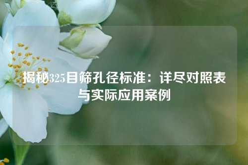 揭秘325目筛孔径标准：详尽对照表与实际应用案例