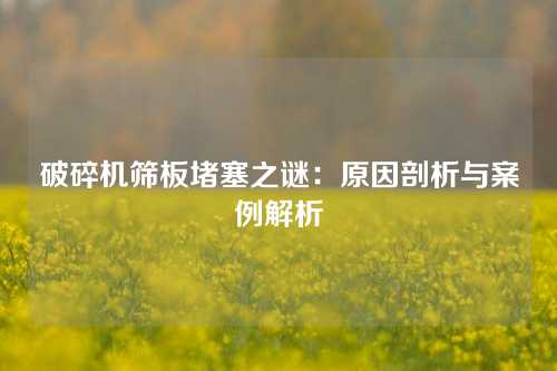 破碎机筛板堵塞之谜：原因剖析与案例解析